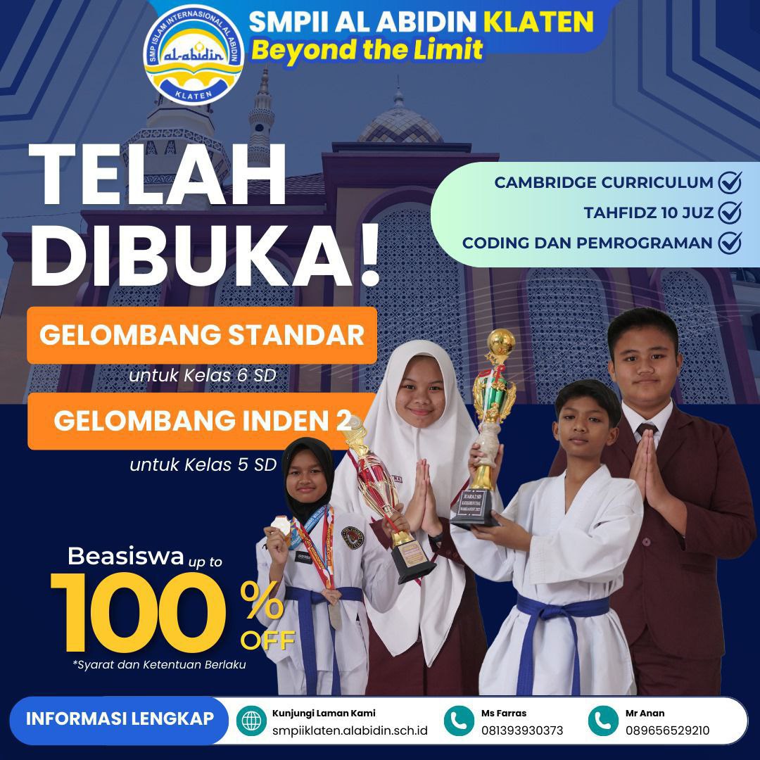 SMP Klaten, SMP Terbaik di Klaten, SMP Internasional Terbaik di Klaten, SMP Islam Terbaik di Klaten, SMP Tahfidz Terbaik di Klaten, SMP Swasta Terbaik di Klaten, SMP Favorit di Klaten, PPDB Online, PPDB SMP di Klaten, PPDB SMP Klaten, Pendaftaran SMP di Klaten, SMP boarding di Klaten, SMP Asrama di Klaten, SMP Unggulan di Klaten, Sekolah Terbaik di Klaten, Sekolah Internasional Terbaik di Klaten, Sekolah Islam Terbaik di Klaten, Sekolah Tahfidz Terbaik di Klaten, Sekolah Swasta Terbaik di Klaten, Sekolah Favorit di Klaten, Sekolah Unggulan di Klaten, Sekolah boarding di Klaten, Sekolah Asrama di Klaten, boarding school di klaten, SMP terbaik di Jawa Tengah, SMP Islam terbaik di Jawa Tengah, SMP Swasta terbaik di Jawa Tengah, SMP Unggulan di Jawa Tengah, SMP Favorit di Jawa Tengah, SMP Internasional di Jawa Tengah