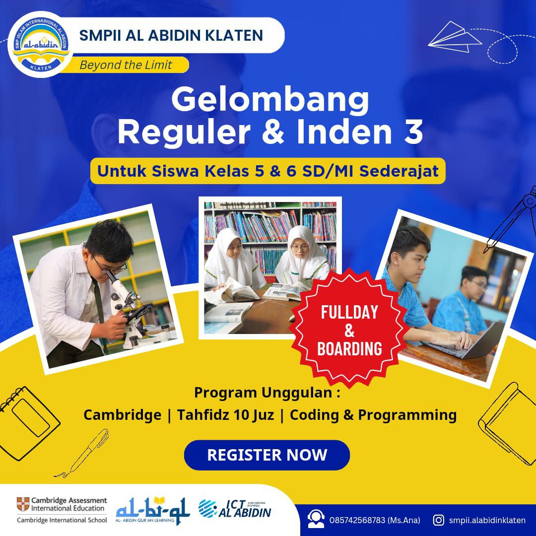 SMP Klaten, SMP Terbaik di Klaten, SMP Internasional Terbaik di Klaten, SMP Islam Terbaik di Klaten, SMP Tahfidz Terbaik di Klaten, SMP Swasta Terbaik di Klaten, SMP Favorit di Klaten, SMP boarding di Klaten, SMP Asrama di Klaten, SMP Unggulan di Klaten, Sekolah Internasional Terbaik di Klaten, Sekolah Islam Terbaik di Klaten, Sekolah Tahfidz Terbaik di Klaten, Sekolah Swasta Terbaik di Klaten, Sekolah Favorit di Klaten, Sekolah Unggulan di Klaten, Sekolah boarding di Klaten, Sekolah Asrama di Klaten, boarding school di klaten, SMP terbaik di Jawa Tengah, SMP Islam terbaik di Jawa Tengah, SMP Swasta terbaik di Jawa Tengah, SMP Unggulan di Jawa Tengah, SMP Favorit di Jawa Tengah, SMP Internasional di Jawa Tengah