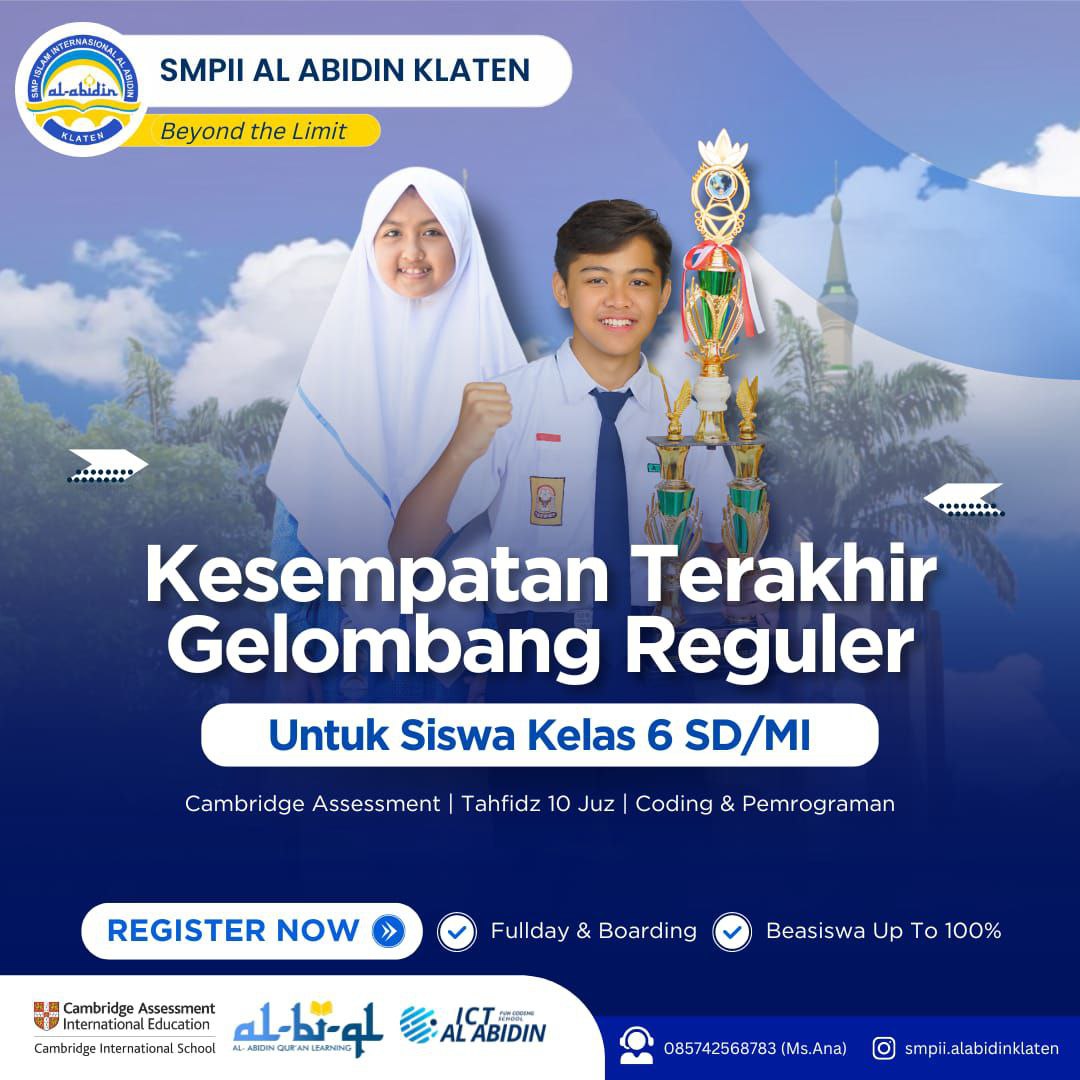 SMP Klaten, SMP Terbaik di Klaten, SMP Internasional Terbaik di Klaten, SMP Islam Terbaik di Klaten, SMP Tahfidz Terbaik di Klaten, SMP Swasta Terbaik di Klaten, SMP Favorit di Klaten, PPDB SMP di Klaten, PPDB SMP Klaten, Pendaftaran SMP di Klaten, SMP boarding di Klaten, SMP Asrama di Klaten, SMP Unggulan di Klaten, Sekolah Internasional Terbaik di Klaten, Sekolah Islam Terbaik di Klaten, Sekolah Tahfidz Terbaik di Klaten, Sekolah Swasta Terbaik di Klaten, Sekolah Favorit di Klaten, Sekolah Unggulan di Klaten, Sekolah boarding di Klaten, Sekolah Asrama di Klaten, boarding school di klaten, SMP terbaik di Jawa Tengah, SMP Islam terbaik di Jawa Tengah, SMP Swasta terbaik di Jawa Tengah, SMP Unggulan di Jawa Tengah, SMP Favorit di Jawa Tengah, SMP Internasional di Jawa Tengah