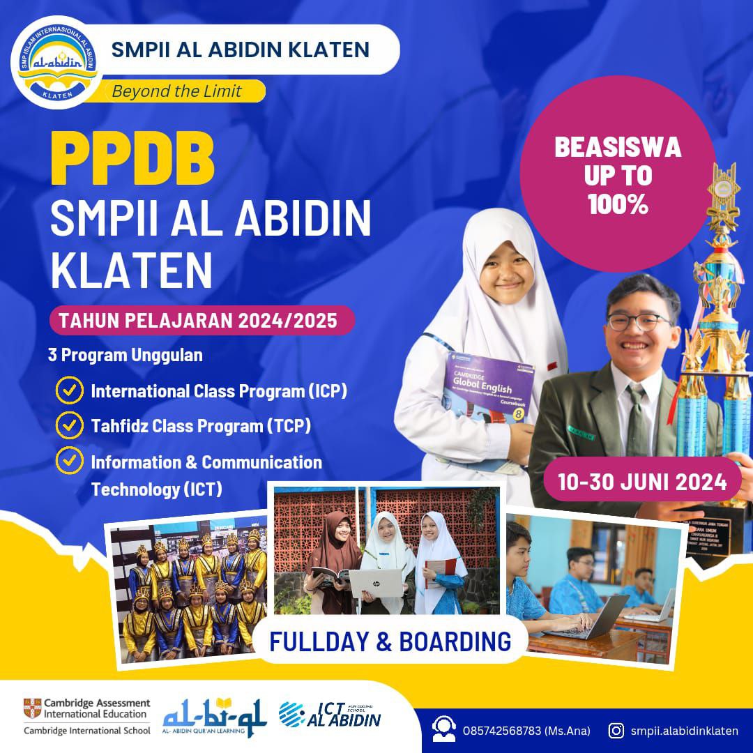 SMPII Al Abidin Klaten Membuka Pendaftaran Siswa PPDB 2024/2025